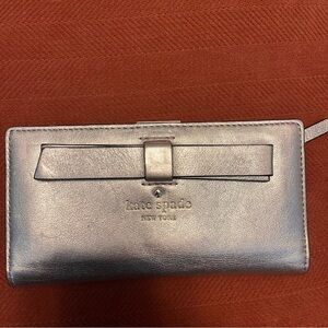 Kate Spade Silver Wallet with Bow Detail
